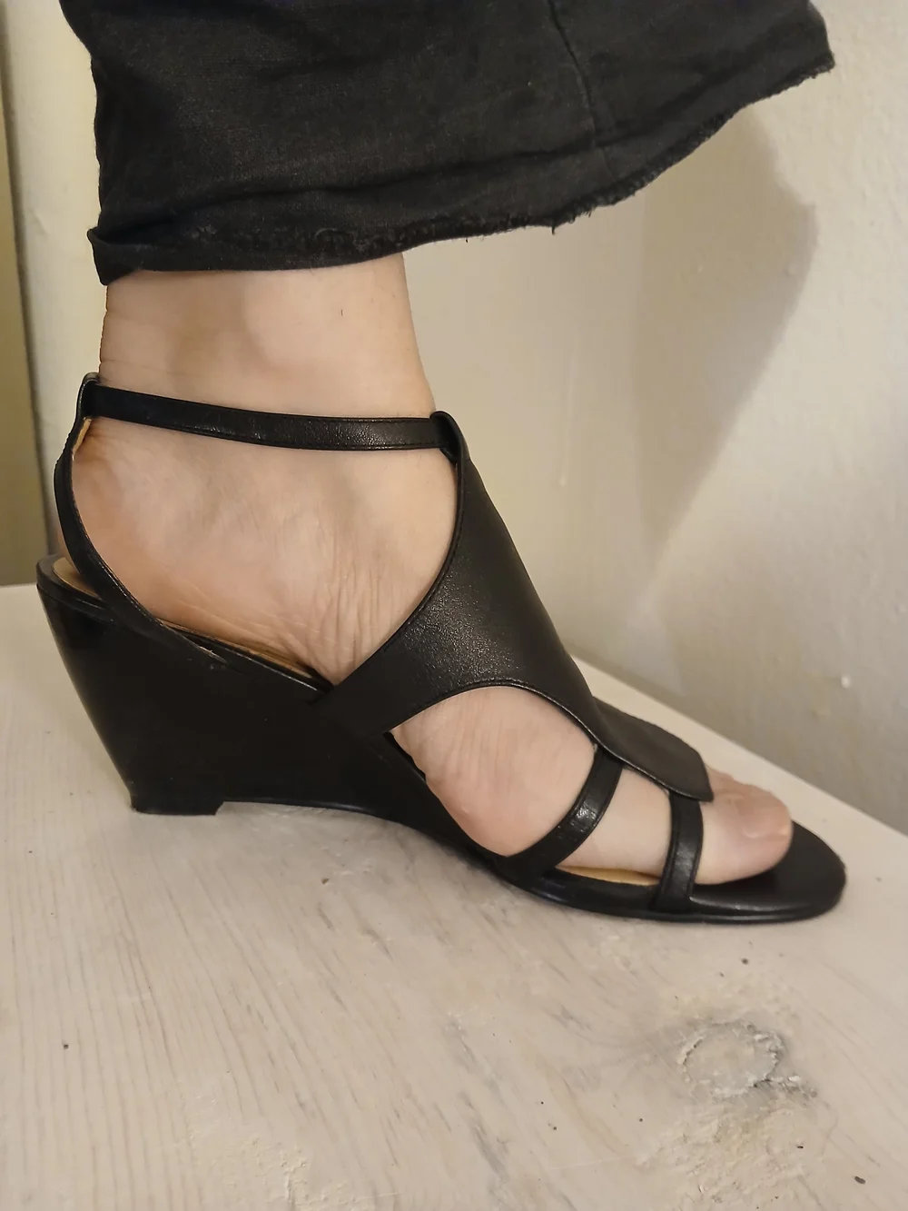 Nine West Black Women's Wedge Sandals - Sleek Strappy Design